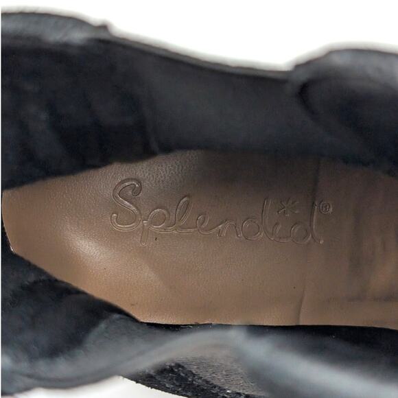 Splendid Marika Suede Block Heel Boots Almond Toe Women's Black Size US8M EU39 - Picture 7 of 12